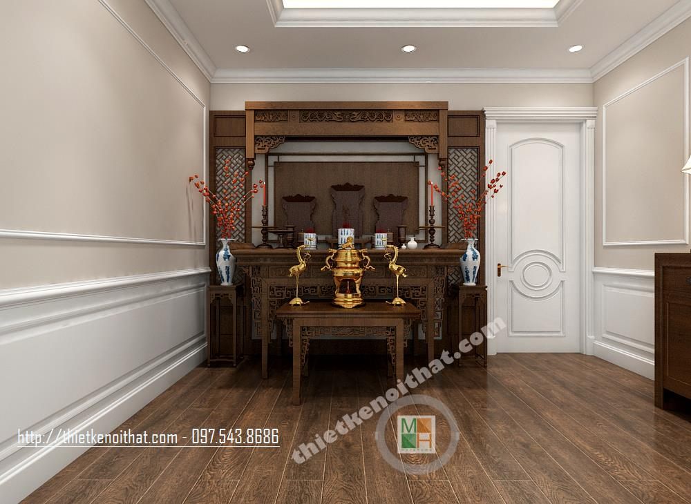 Bàn thờ gia tiên 2 tầng - Mẫu 010